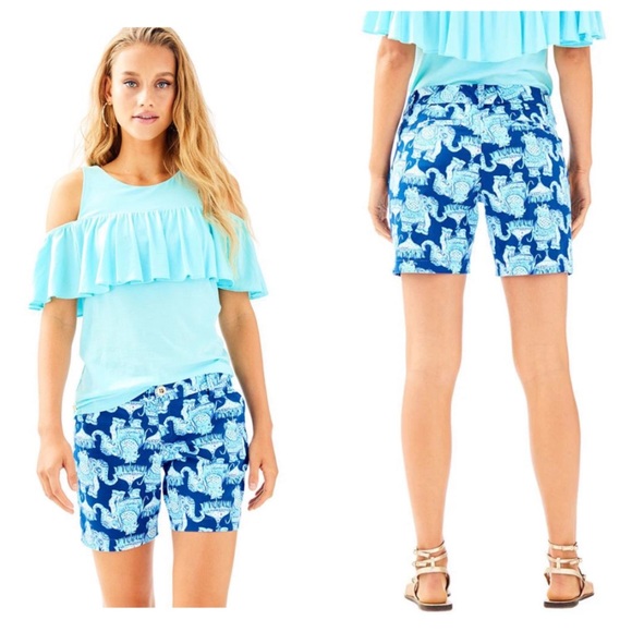 Lilly Pulitzer Pants - Lilly Pulitzer The Jayne Stretch Short 7” Inseam Deep Indigo Joy Ride Size 4